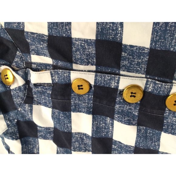 Duffield Lane Checkered cotton spandex sleeveless Large button detail dress US L - Picture 16 of 16